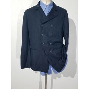 John Varvatos Italy Glossy Navy Blue Double Breasted Officer Blazer jacket 54 44